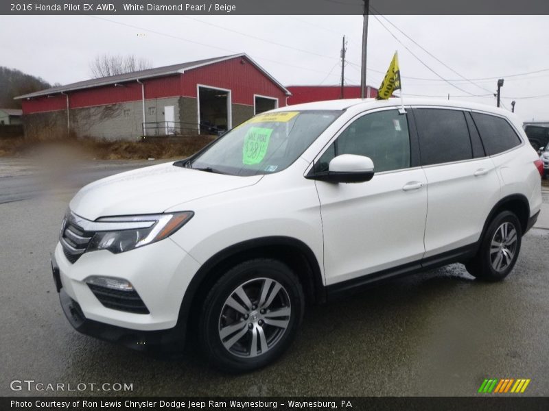 White Diamond Pearl / Beige 2016 Honda Pilot EX AWD