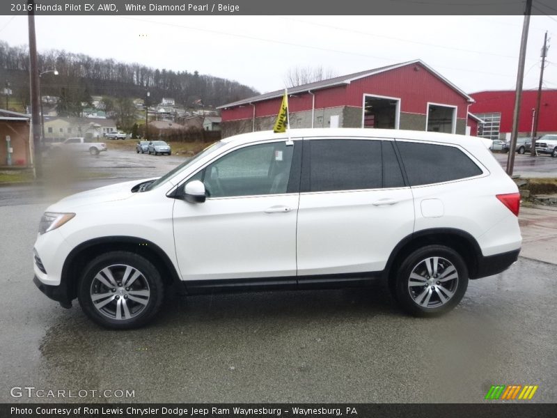 White Diamond Pearl / Beige 2016 Honda Pilot EX AWD