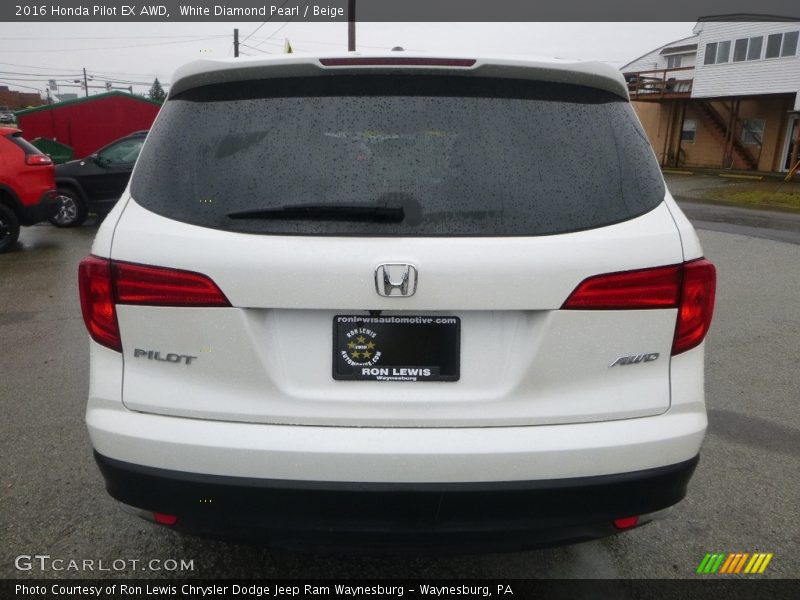 White Diamond Pearl / Beige 2016 Honda Pilot EX AWD