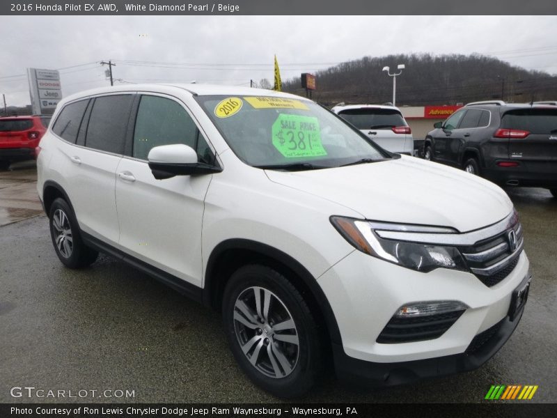 White Diamond Pearl / Beige 2016 Honda Pilot EX AWD