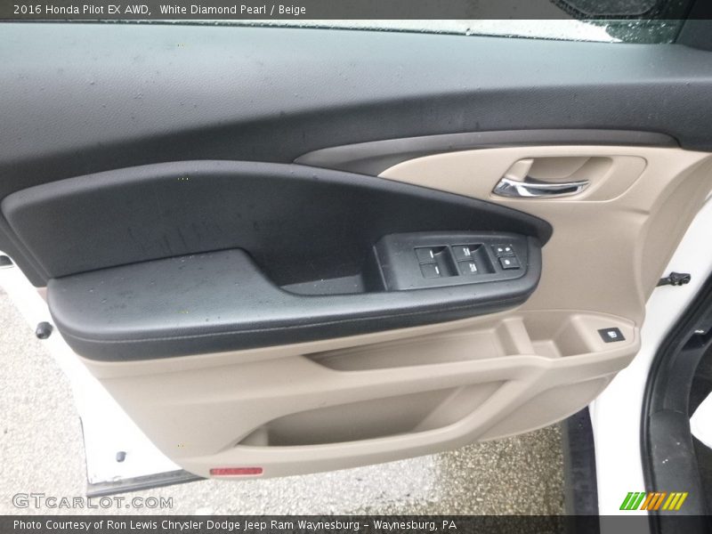 White Diamond Pearl / Beige 2016 Honda Pilot EX AWD