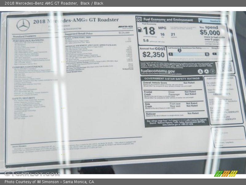  2018 AMG GT Roadster Window Sticker
