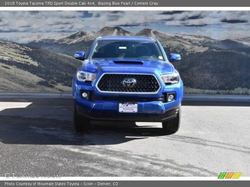 Blazing Blue Pearl / Cement Gray 2018 Toyota Tacoma TRD Sport Double Cab 4x4