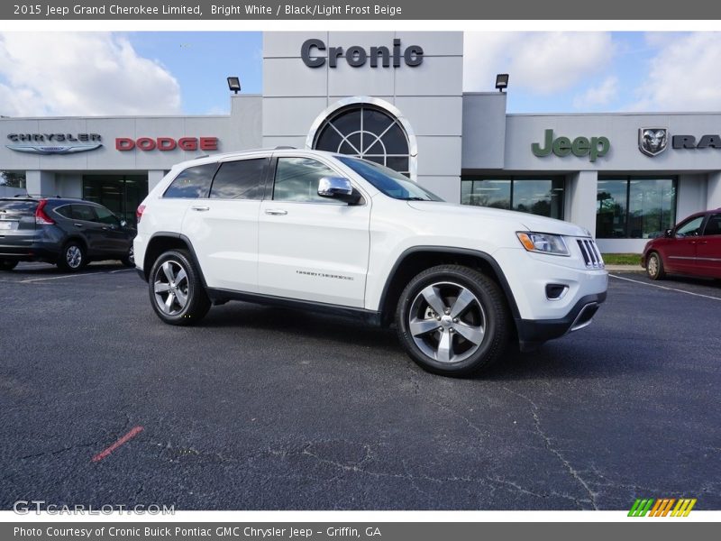 Bright White / Black/Light Frost Beige 2015 Jeep Grand Cherokee Limited