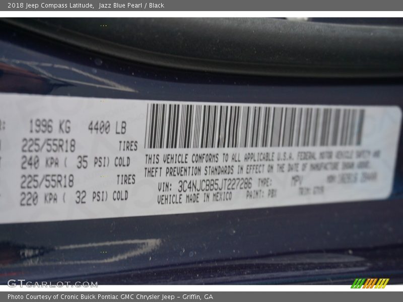 Jazz Blue Pearl / Black 2018 Jeep Compass Latitude