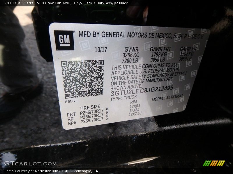 Onyx Black / Dark Ash/Jet Black 2018 GMC Sierra 1500 Crew Cab 4WD