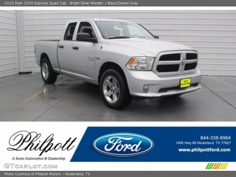 Bright Silver Metallic / Black/Diesel Gray 2013 Ram 1500 Express Quad Cab