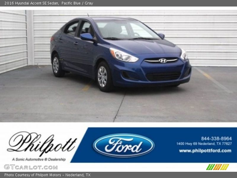 Pacific Blue / Gray 2016 Hyundai Accent SE Sedan