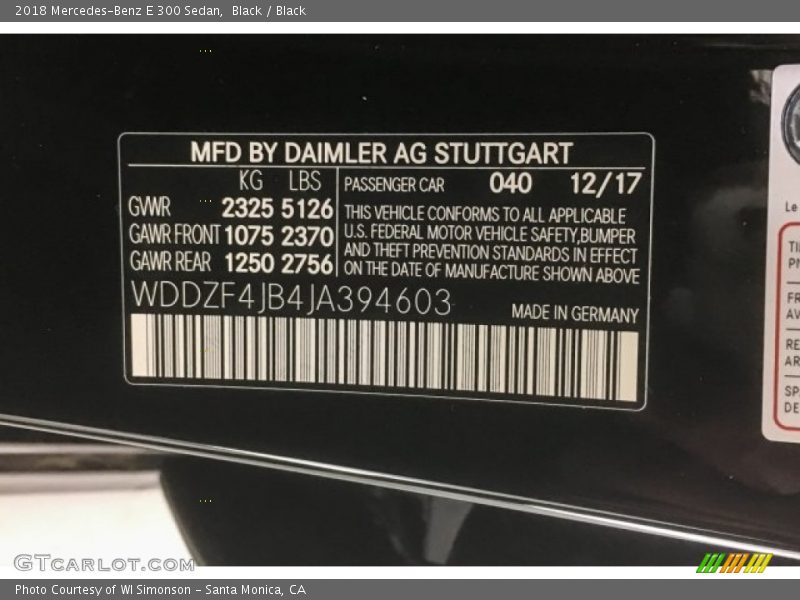 Black / Black 2018 Mercedes-Benz E 300 Sedan