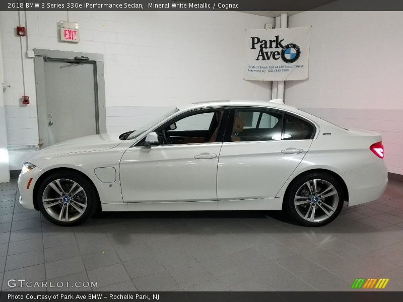 Mineral White Metallic / Cognac 2018 BMW 3 Series 330e iPerformance Sedan