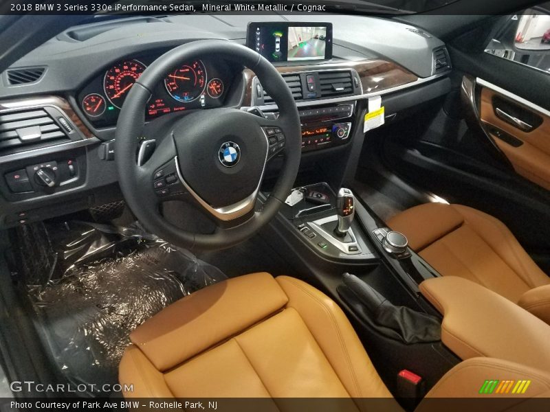 Mineral White Metallic / Cognac 2018 BMW 3 Series 330e iPerformance Sedan