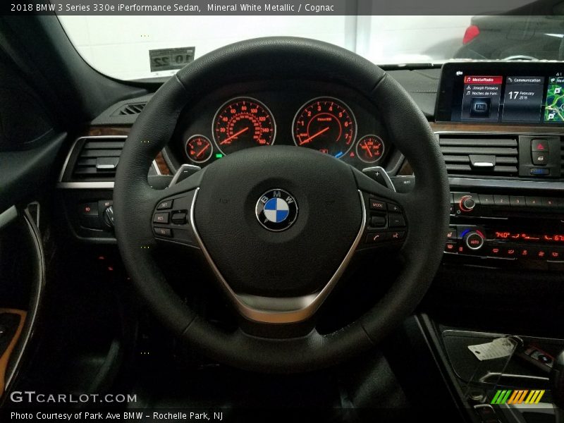 Mineral White Metallic / Cognac 2018 BMW 3 Series 330e iPerformance Sedan