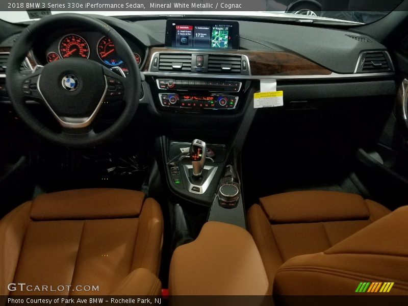 Mineral White Metallic / Cognac 2018 BMW 3 Series 330e iPerformance Sedan