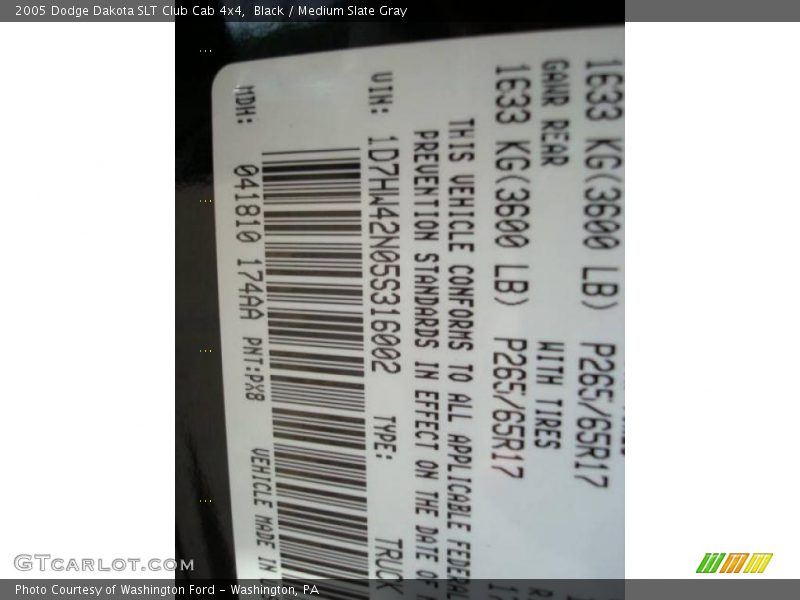 Black / Medium Slate Gray 2005 Dodge Dakota SLT Club Cab 4x4