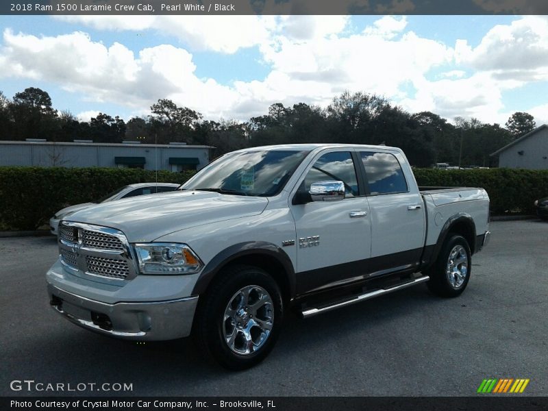 Pearl White / Black 2018 Ram 1500 Laramie Crew Cab