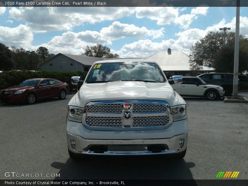 Pearl White / Black 2018 Ram 1500 Laramie Crew Cab