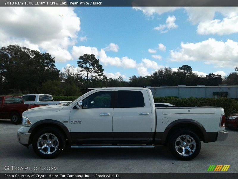 Pearl White / Black 2018 Ram 1500 Laramie Crew Cab