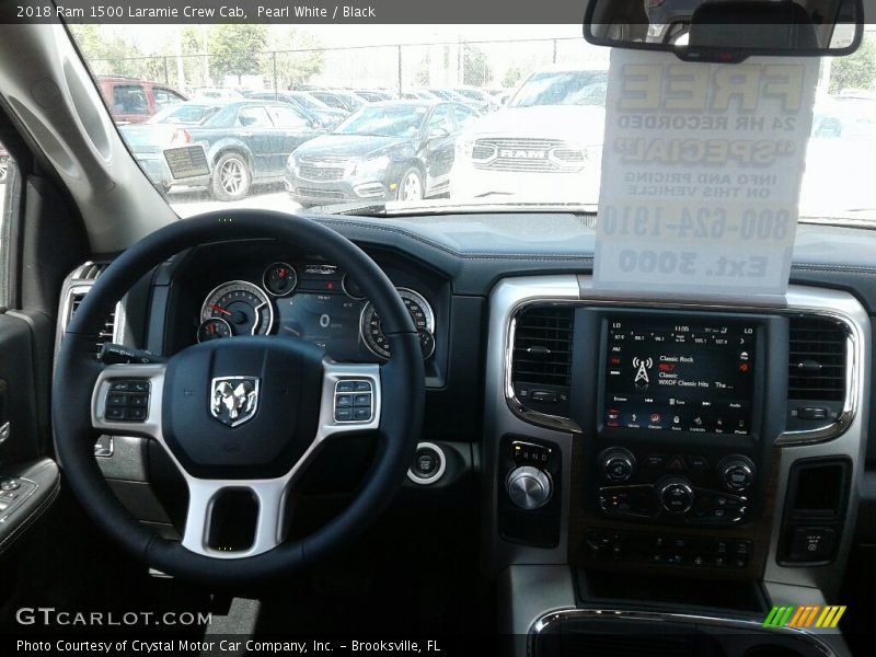Pearl White / Black 2018 Ram 1500 Laramie Crew Cab