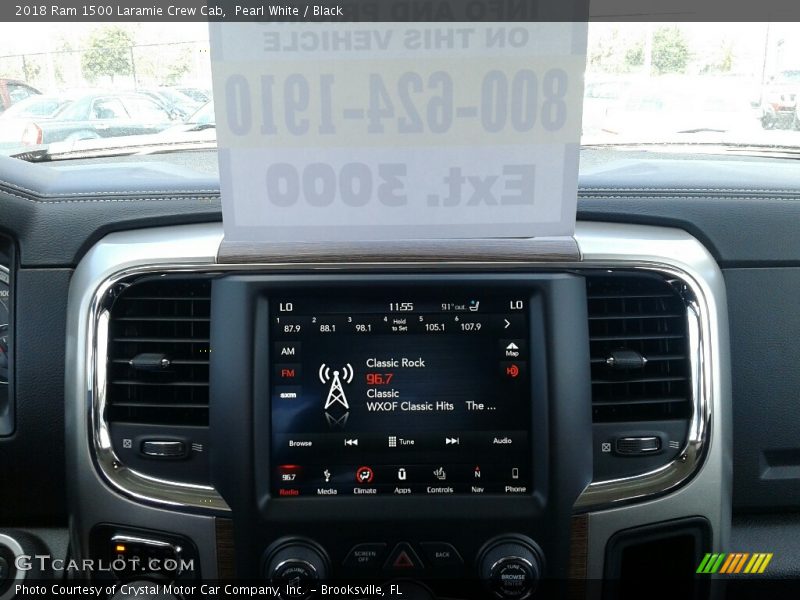 Pearl White / Black 2018 Ram 1500 Laramie Crew Cab