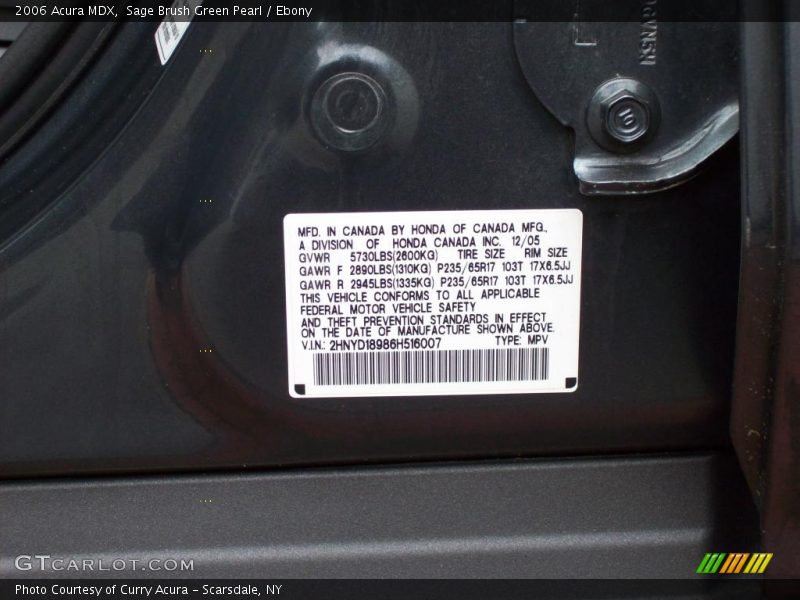 Sage Brush Green Pearl / Ebony 2006 Acura MDX