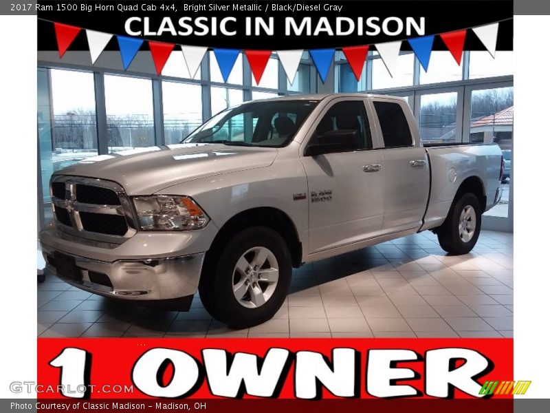 Bright Silver Metallic / Black/Diesel Gray 2017 Ram 1500 Big Horn Quad Cab 4x4