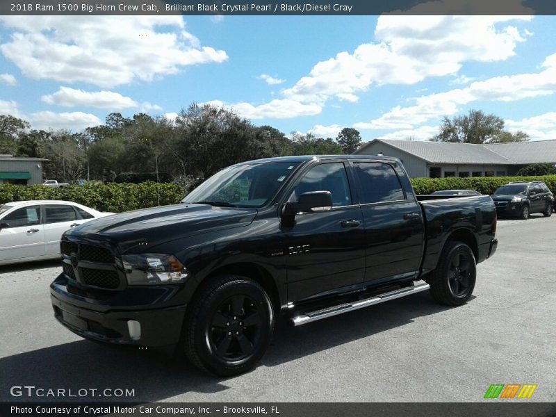 Brilliant Black Crystal Pearl / Black/Diesel Gray 2018 Ram 1500 Big Horn Crew Cab