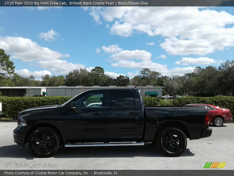 Brilliant Black Crystal Pearl / Black/Diesel Gray 2018 Ram 1500 Big Horn Crew Cab