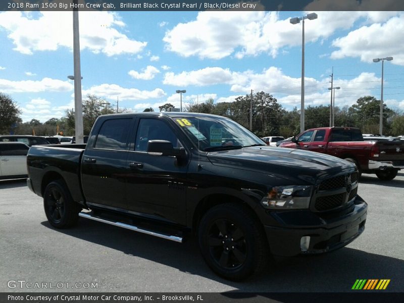 Brilliant Black Crystal Pearl / Black/Diesel Gray 2018 Ram 1500 Big Horn Crew Cab