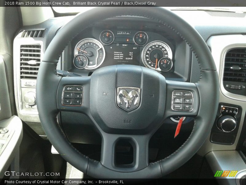 Brilliant Black Crystal Pearl / Black/Diesel Gray 2018 Ram 1500 Big Horn Crew Cab