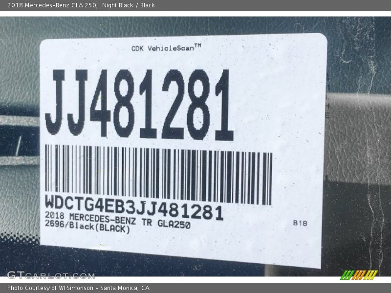 Night Black / Black 2018 Mercedes-Benz GLA 250