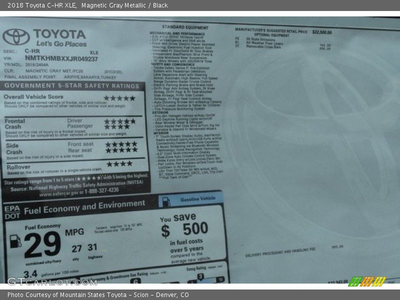 Magnetic Gray Metallic / Black 2018 Toyota C-HR XLE