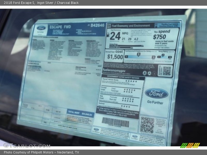 Ingot Silver / Charcoal Black 2018 Ford Escape S