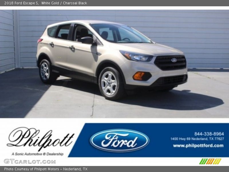 White Gold / Charcoal Black 2018 Ford Escape S