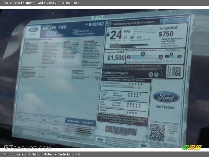 White Gold / Charcoal Black 2018 Ford Escape S