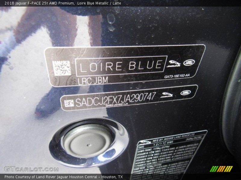 Loire Blue Metallic / Latte 2018 Jaguar F-PACE 25t AWD Premium