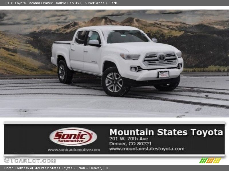 Super White / Black 2018 Toyota Tacoma Limited Double Cab 4x4