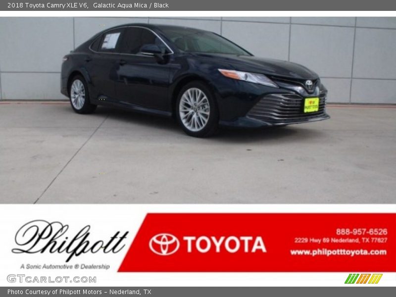 Galactic Aqua Mica / Black 2018 Toyota Camry XLE V6