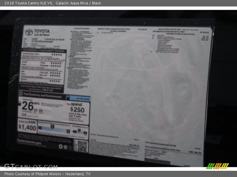 Galactic Aqua Mica / Black 2018 Toyota Camry XLE V6