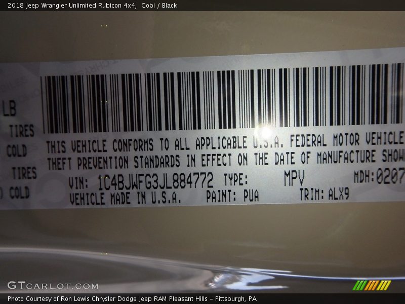 Gobi / Black 2018 Jeep Wrangler Unlimited Rubicon 4x4