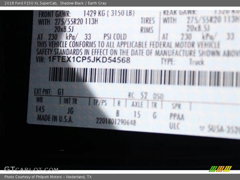 Shadow Black / Earth Gray 2018 Ford F150 XL SuperCab