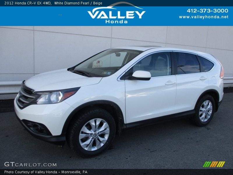 White Diamond Pearl / Beige 2012 Honda CR-V EX 4WD