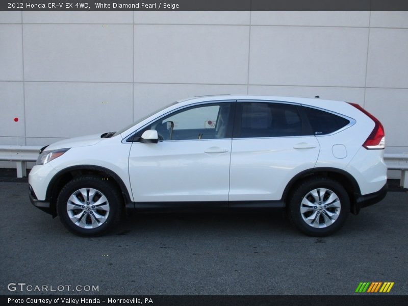 White Diamond Pearl / Beige 2012 Honda CR-V EX 4WD