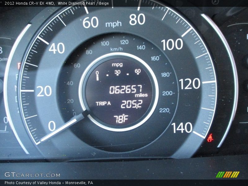 White Diamond Pearl / Beige 2012 Honda CR-V EX 4WD
