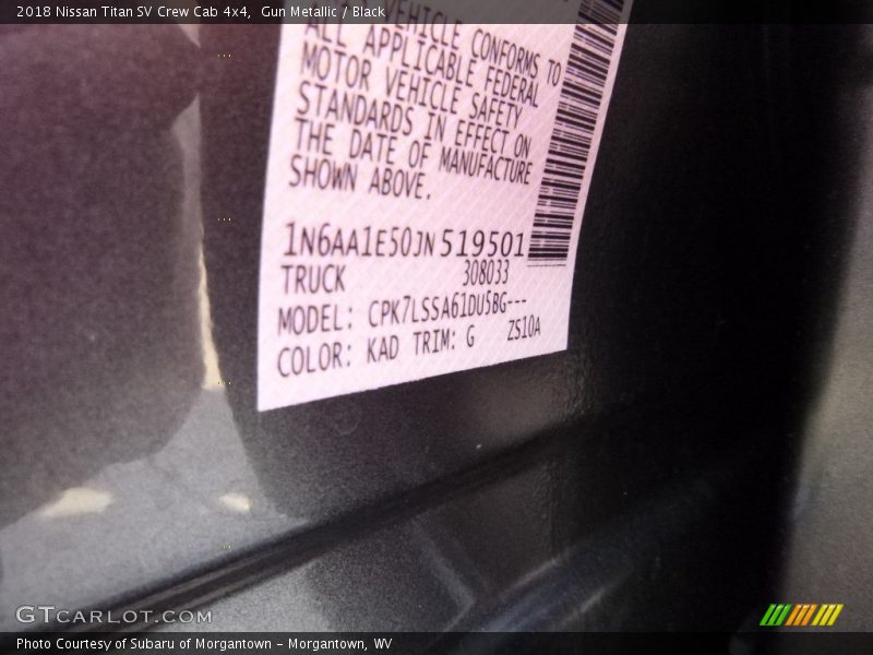 Gun Metallic / Black 2018 Nissan Titan SV Crew Cab 4x4