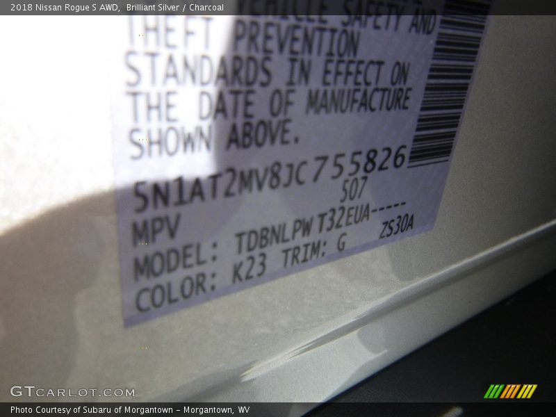 Brilliant Silver / Charcoal 2018 Nissan Rogue S AWD