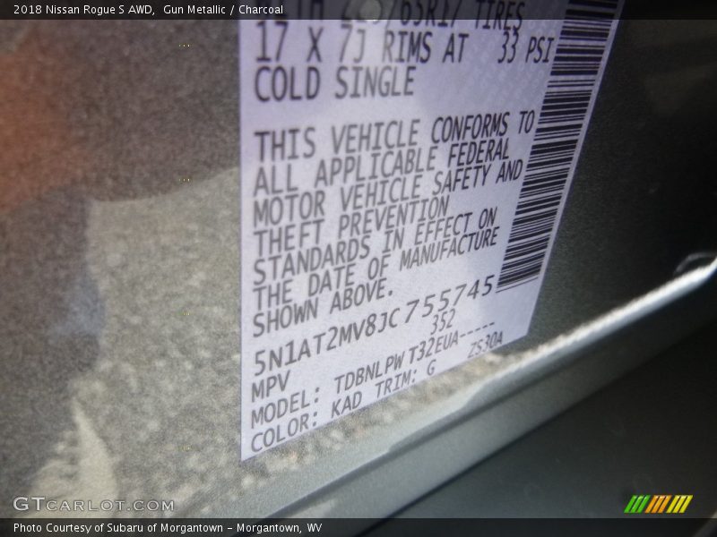 Gun Metallic / Charcoal 2018 Nissan Rogue S AWD