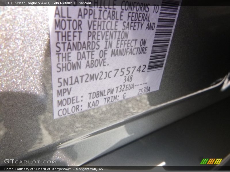 Gun Metallic / Charcoal 2018 Nissan Rogue S AWD