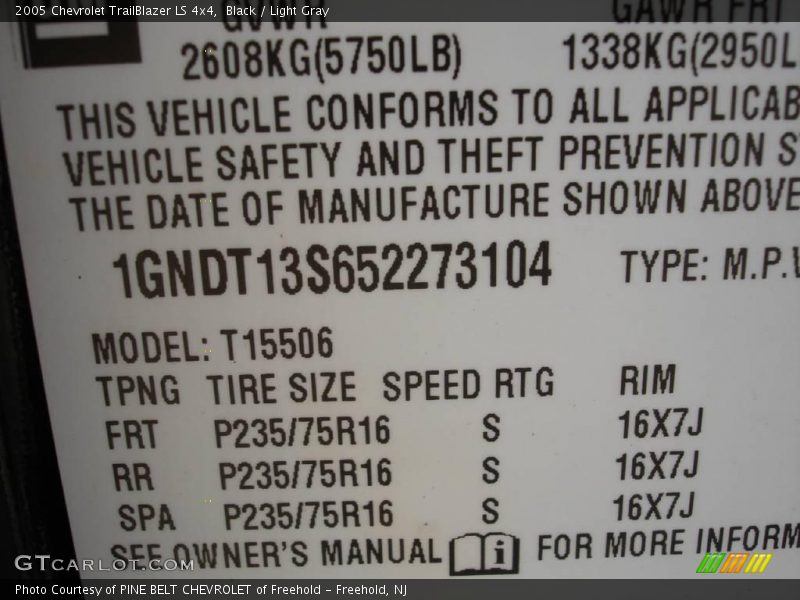 Black / Light Gray 2005 Chevrolet TrailBlazer LS 4x4