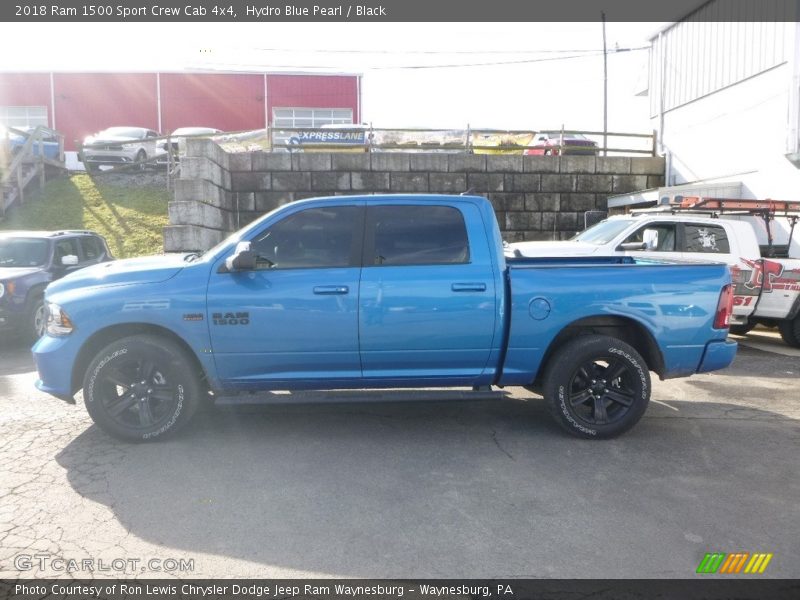 Hydro Blue Pearl / Black 2018 Ram 1500 Sport Crew Cab 4x4