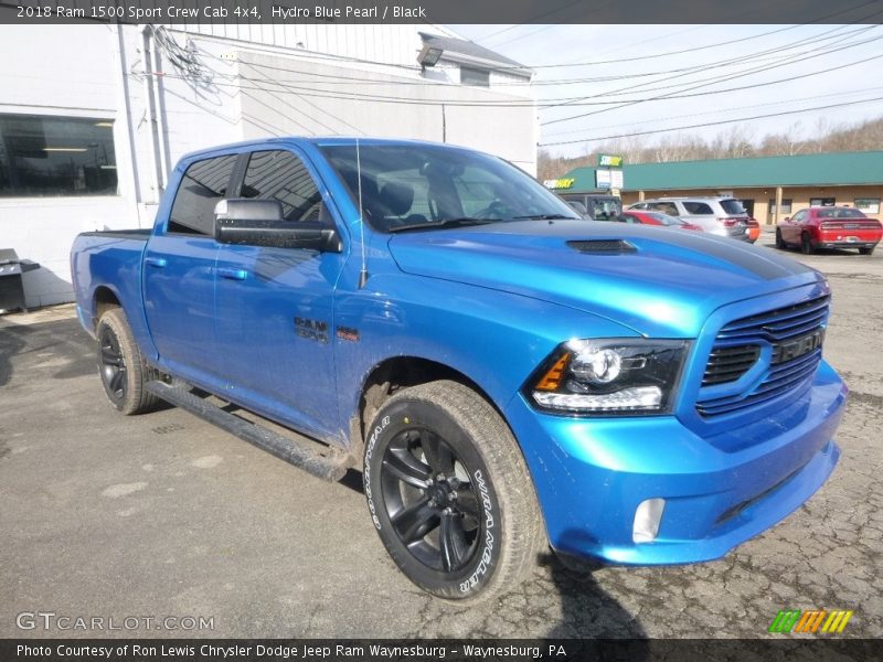 Hydro Blue Pearl / Black 2018 Ram 1500 Sport Crew Cab 4x4